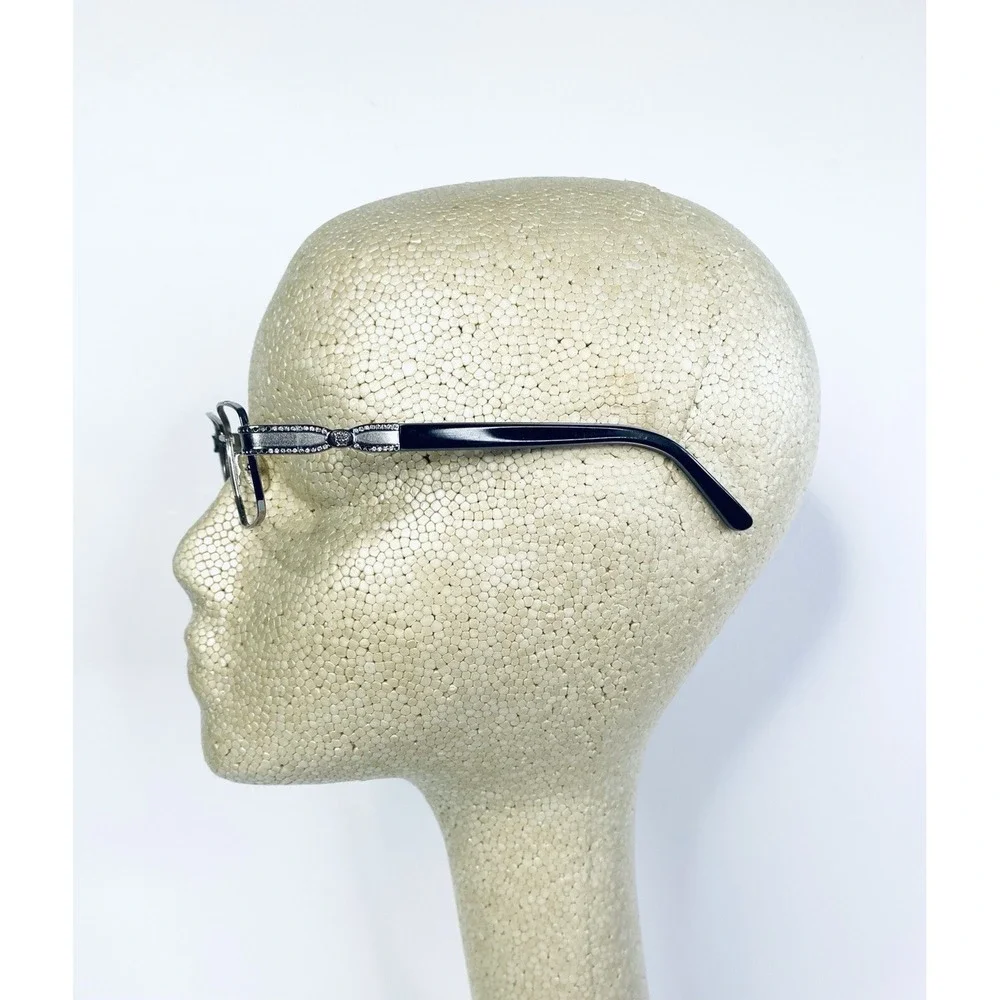 Versace Silver Rectangular Glasses Crystal Medusa Temples MOD 1099 52 18 135